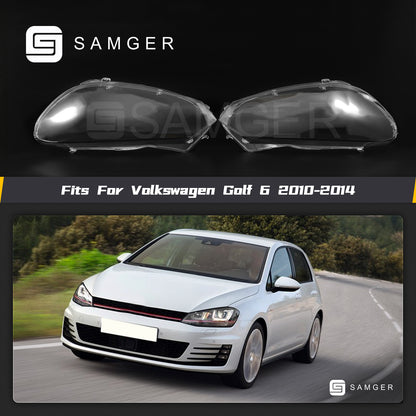 Pair Headlight Lens Cover For Volkswagen VW Golf Ⅵ Golf 6 MK6 GTI R 2010-2014