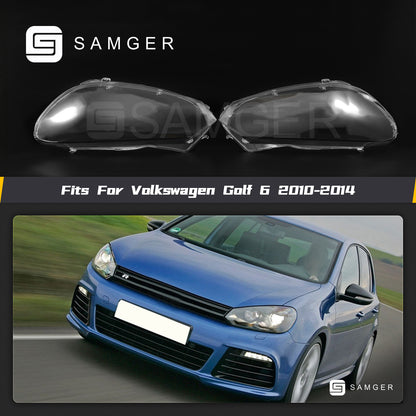 Pair Headlight Lens Cover For Volkswagen VW Golf Ⅵ Golf 6 MK6 GTI R 2010-2014