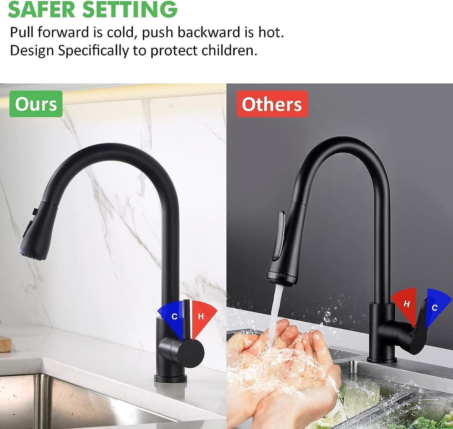 360 Kitchen Sink Mixer Taps Pull Out Spout Spray Single Lever Modern Mono Ta