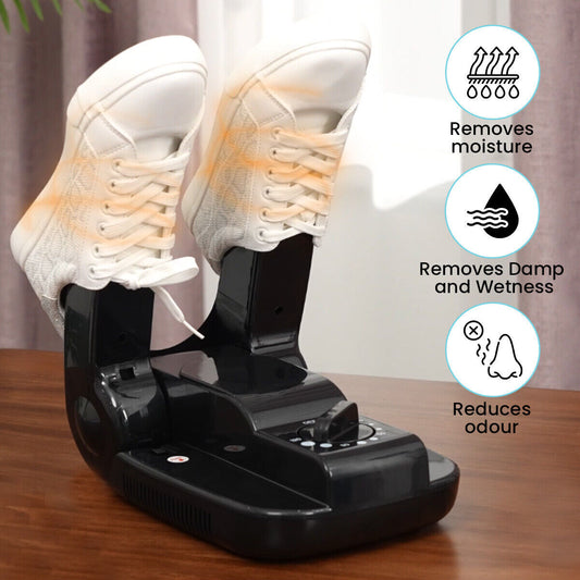 Shoe Dryer Warmer Portable Odour Eliminator Damp Wet Boots Remover Black