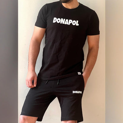 MENS TRACKSUIT SET TOP & BOTTOMS T-SHIRT SHORTS GYM JOGGING COTTON DONAPOL