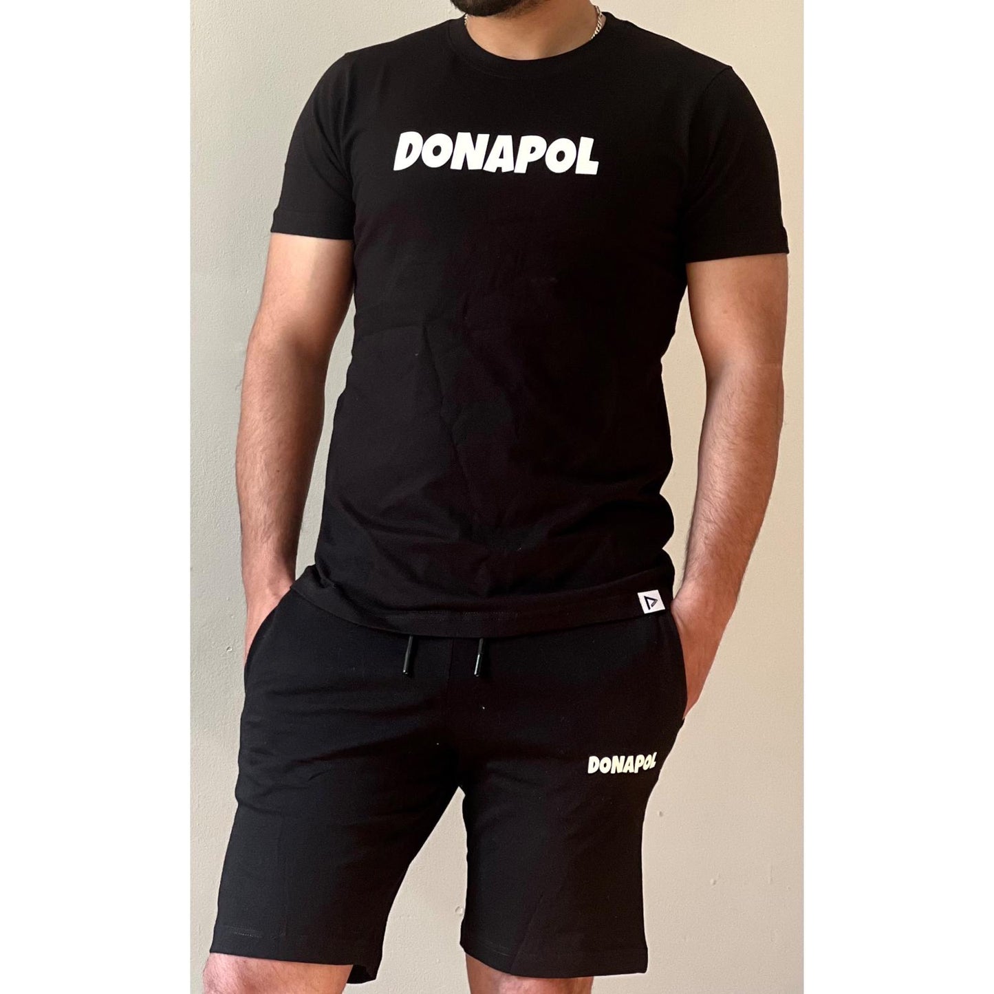 MENS TRACKSUIT SET TOP & BOTTOMS T-SHIRT SHORTS GYM JOGGING COTTON DONAPOL