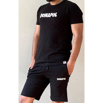 MENS TRACKSUIT SET TOP & BOTTOMS T-SHIRT SHORTS GYM JOGGING COTTON DONAPOL