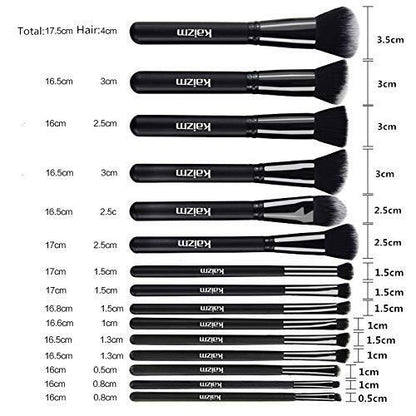 15Pcs Black Make Up Brushes Woman Set With Bag Foundation Eyeliner Eyeshadow